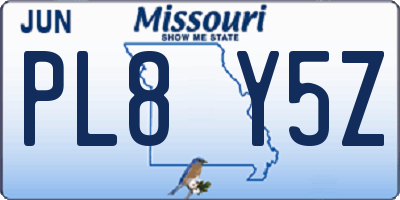 MO license plate PL8Y5Z