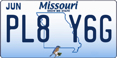 MO license plate PL8Y6G