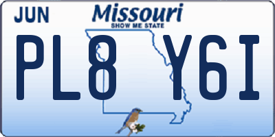 MO license plate PL8Y6I