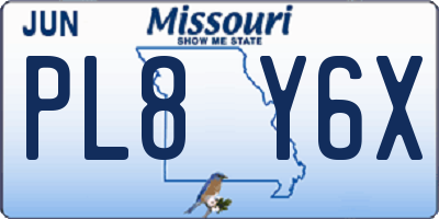 MO license plate PL8Y6X