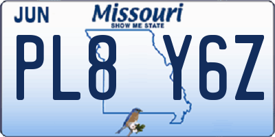 MO license plate PL8Y6Z