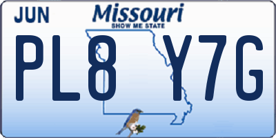 MO license plate PL8Y7G