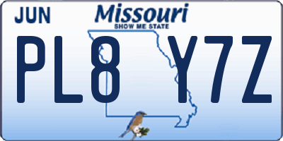 MO license plate PL8Y7Z