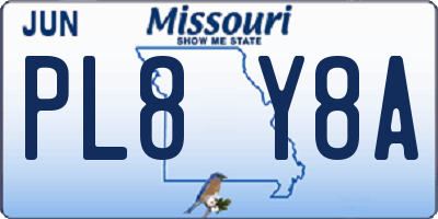 MO license plate PL8Y8A