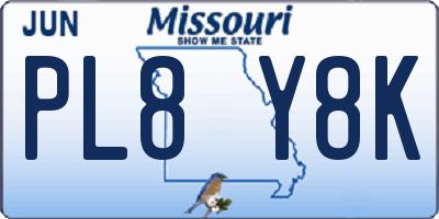 MO license plate PL8Y8K