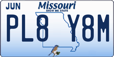 MO license plate PL8Y8M