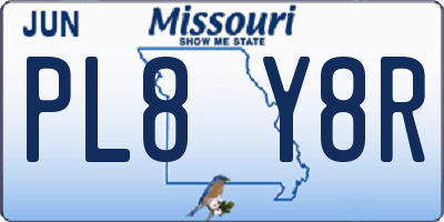 MO license plate PL8Y8R
