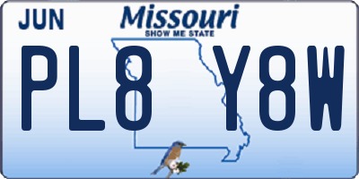 MO license plate PL8Y8W