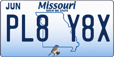 MO license plate PL8Y8X