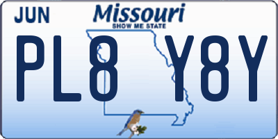 MO license plate PL8Y8Y