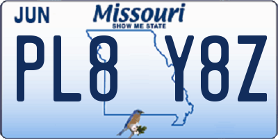 MO license plate PL8Y8Z