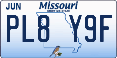 MO license plate PL8Y9F