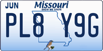 MO license plate PL8Y9G