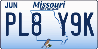 MO license plate PL8Y9K