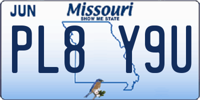 MO license plate PL8Y9U