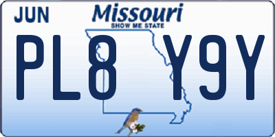 MO license plate PL8Y9Y