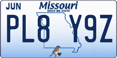 MO license plate PL8Y9Z