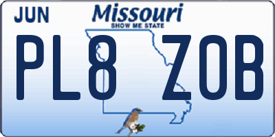 MO license plate PL8Z0B