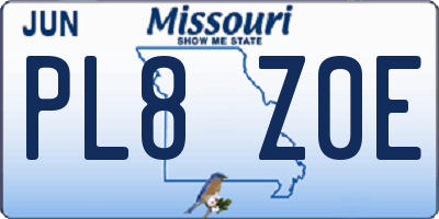 MO license plate PL8Z0E