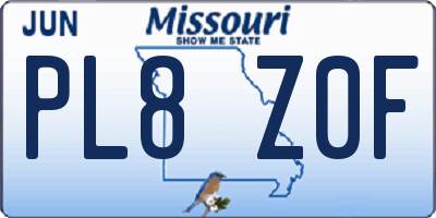 MO license plate PL8Z0F