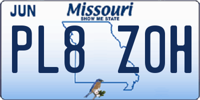 MO license plate PL8Z0H