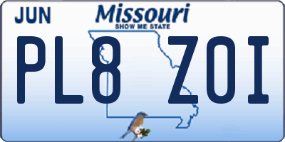MO license plate PL8Z0I