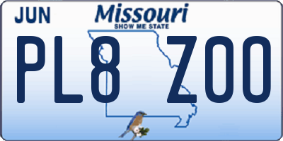 MO license plate PL8Z0O