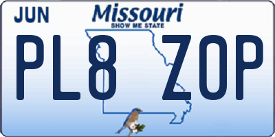 MO license plate PL8Z0P