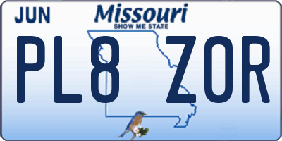 MO license plate PL8Z0R