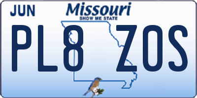 MO license plate PL8Z0S