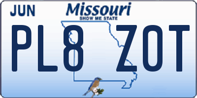 MO license plate PL8Z0T