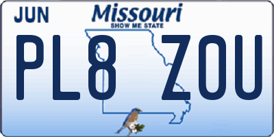MO license plate PL8Z0U