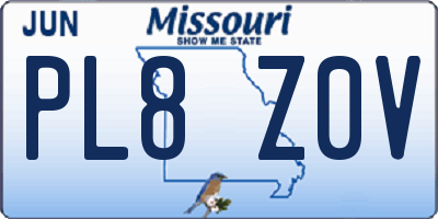 MO license plate PL8Z0V