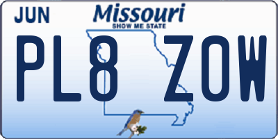 MO license plate PL8Z0W