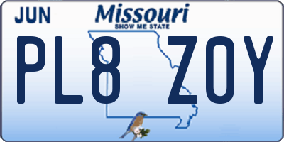 MO license plate PL8Z0Y
