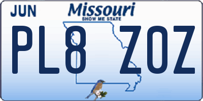 MO license plate PL8Z0Z