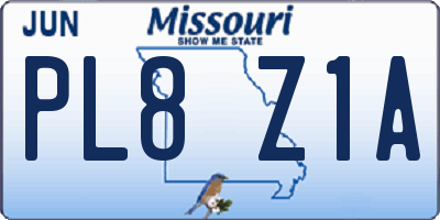 MO license plate PL8Z1A
