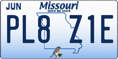 MO license plate PL8Z1E