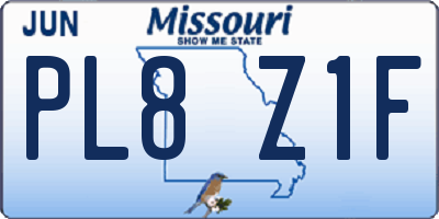 MO license plate PL8Z1F