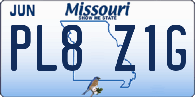 MO license plate PL8Z1G