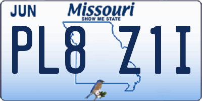 MO license plate PL8Z1I