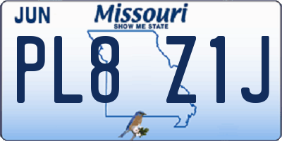 MO license plate PL8Z1J