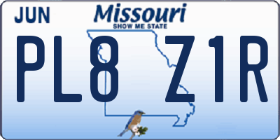 MO license plate PL8Z1R
