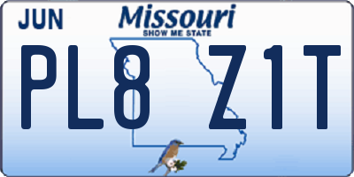 MO license plate PL8Z1T