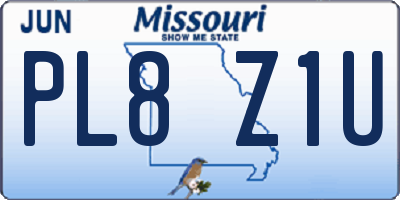 MO license plate PL8Z1U
