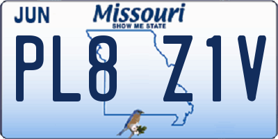 MO license plate PL8Z1V