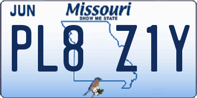 MO license plate PL8Z1Y