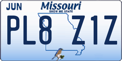 MO license plate PL8Z1Z