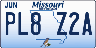 MO license plate PL8Z2A