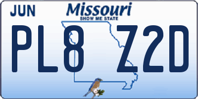 MO license plate PL8Z2D